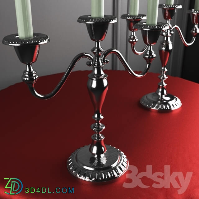 Other decorative objects - Silvered candlestick for three candles