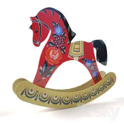 Toy - Rocking horse with Gorodets painting 