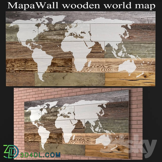 Other decorative objects - MapaWall_wooden_world_map