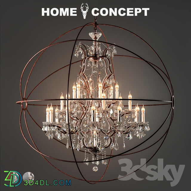 Ceiling light - OM Crystal chandelier with a large gyroscope_ Gyro Crystal Chandelier Large