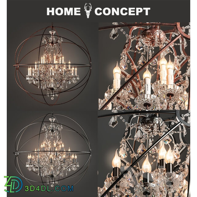 Ceiling light - OM Crystal chandelier with a large gyroscope_ Gyro Crystal Chandelier Large
