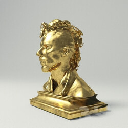 Sculpture - golden statuette _quot_head punk_quot_ 