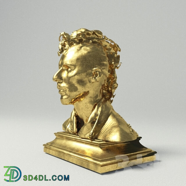 Sculpture - golden statuette _quot_head punk_quot_