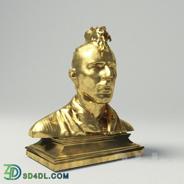 Sculpture - golden statuette _quot_head punk_quot_