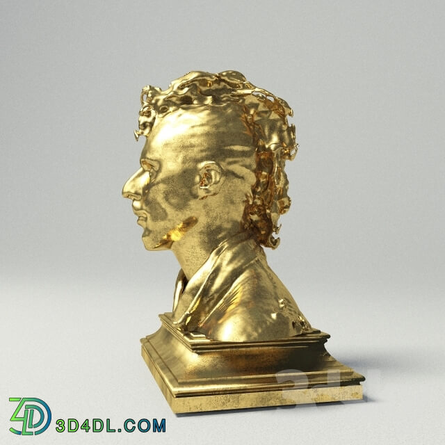 Sculpture - golden statuette _quot_head punk_quot_