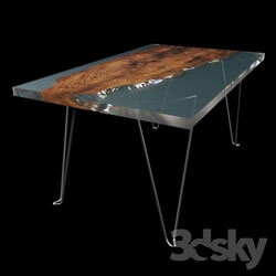 Table - Slab and epoxy resin table 