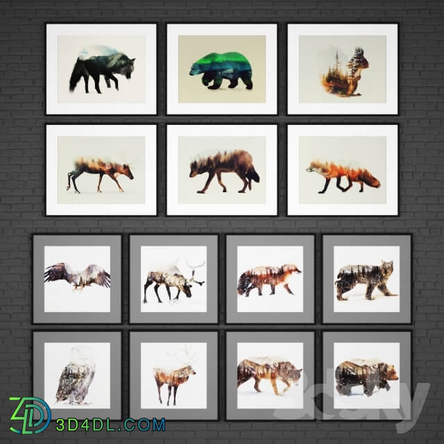 Frame - The collection of paintings _quot_Animals_quot_ 17 pcs.