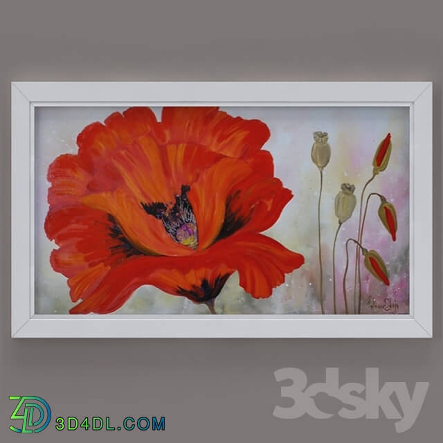 Frame - Set of modern paintings _Poppies_