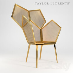 Chair - Taylor Llorente Gold Leaf Double Cane Chair 