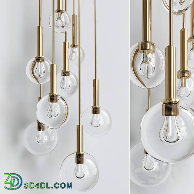 Ceiling light - Brass and Smoked Glass Ceiling Lights