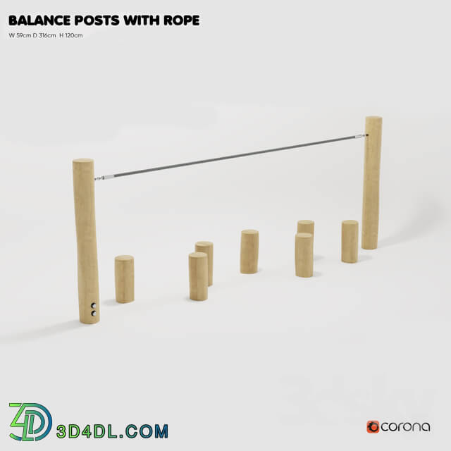 Other architectural elements - KOMPAN. _Log-balancers with a rope_