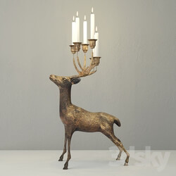 Other decorative objects - Oversize Brass Deer Candle Holder 