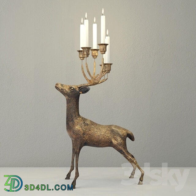 Other decorative objects - Oversize Brass Deer Candle Holder