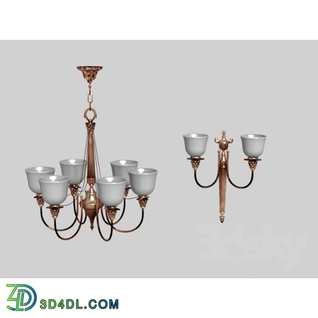 Ceiling light - Chandelier and wall brackets