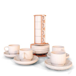 Tableware - Set of 4 cups with saucers Grid 