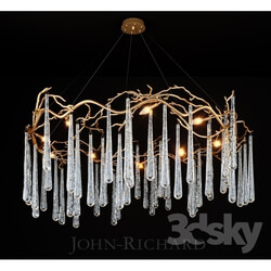 Ceiling light - John Richard Brass and Glass Teardrop Eight-Light Chandelier 