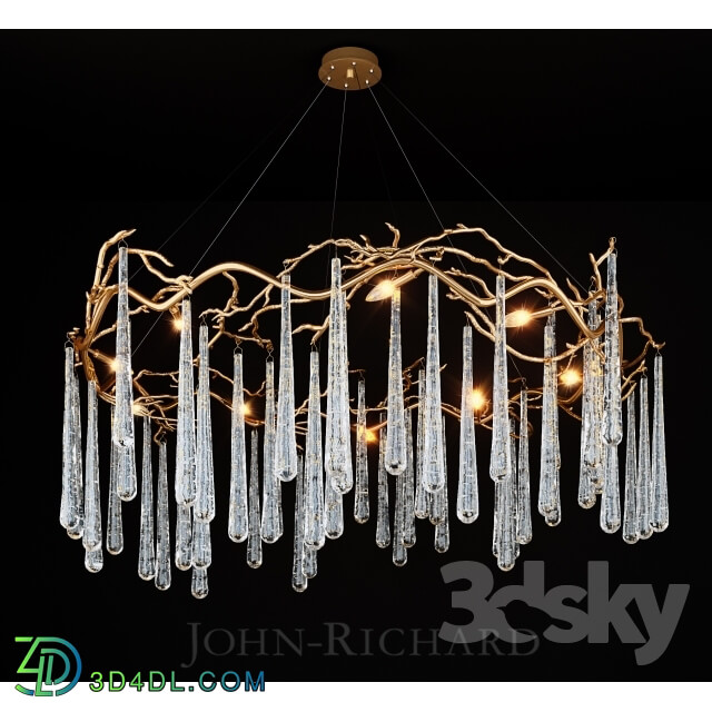 Ceiling light - John Richard Brass and Glass Teardrop Eight-Light Chandelier