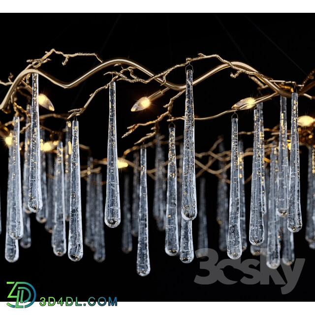 Ceiling light - John Richard Brass and Glass Teardrop Eight-Light Chandelier