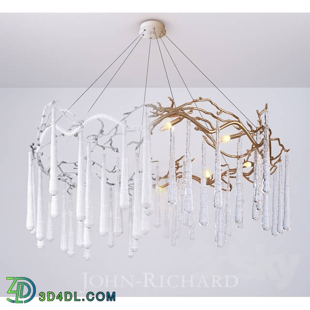 Ceiling light - John Richard Brass and Glass Teardrop Eight-Light Chandelier