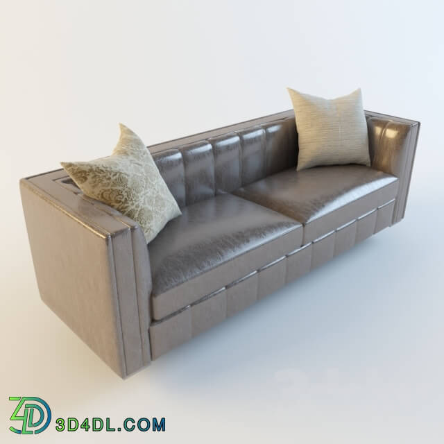 Sofa - Leather brown sofa