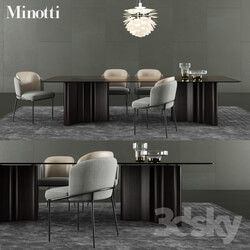 Table _ Chair - Minotti Lou Dining Table _ Fil Noir Dining Chair 