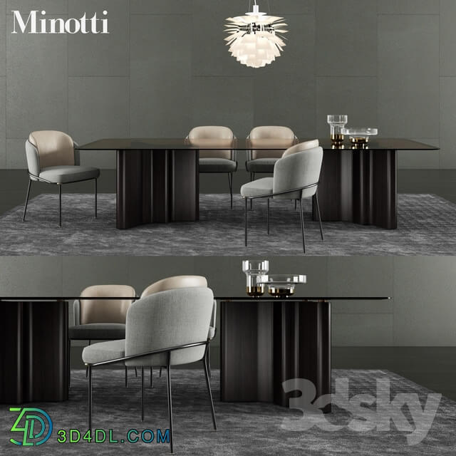 Table _ Chair - Minotti Lou Dining Table _ Fil Noir Dining Chair