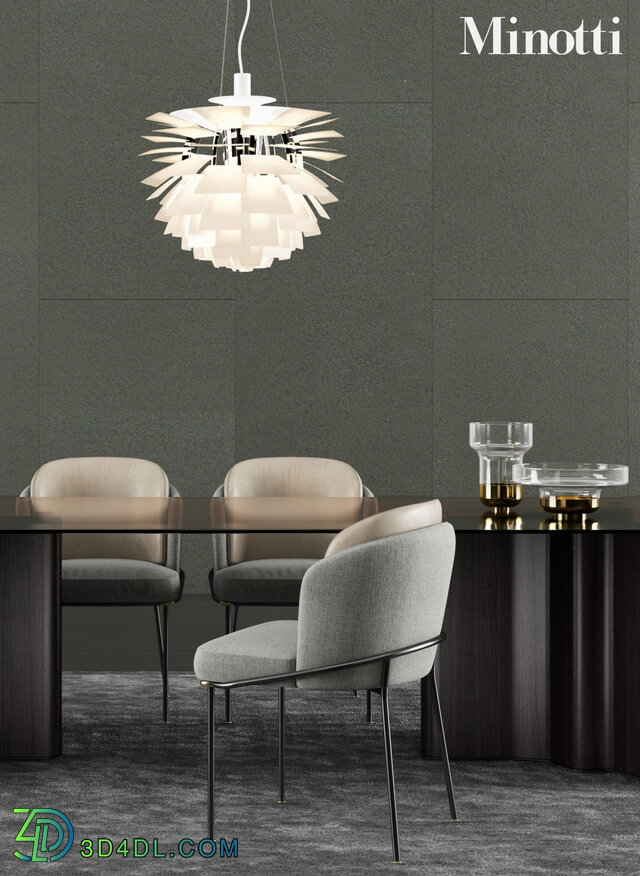 Table _ Chair - Minotti Lou Dining Table _ Fil Noir Dining Chair