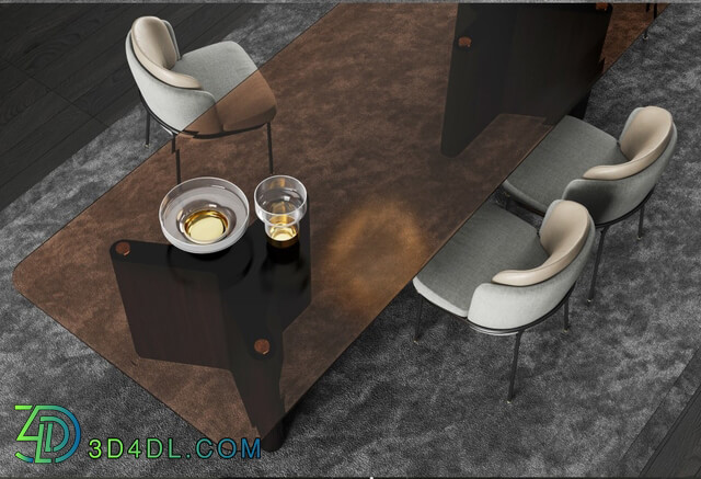 Table _ Chair - Minotti Lou Dining Table _ Fil Noir Dining Chair