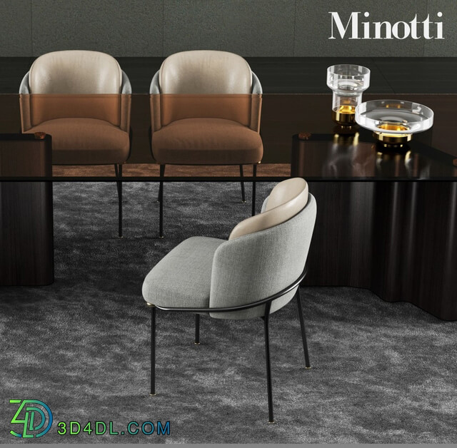 Table _ Chair - Minotti Lou Dining Table _ Fil Noir Dining Chair