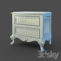Sideboard _ Chest of drawer - OM Bedside table Fratelli Barri FLORENCE in silver leaf decoration_ FB.BST.FL.128 