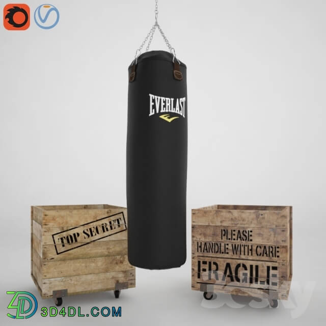Other decorative objects - Punching bag and old storage boxes