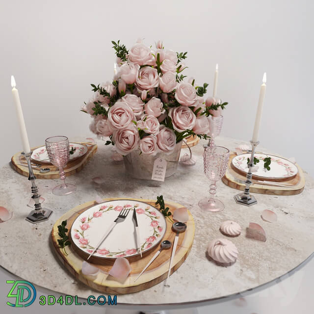 Tableware - Table setting with roses _ Table setting with roses