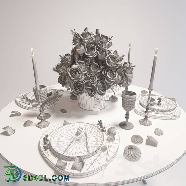 Tableware - Table setting with roses _ Table setting with roses