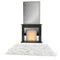 Fireplace - Fireplace with mirror _amp_ mat 