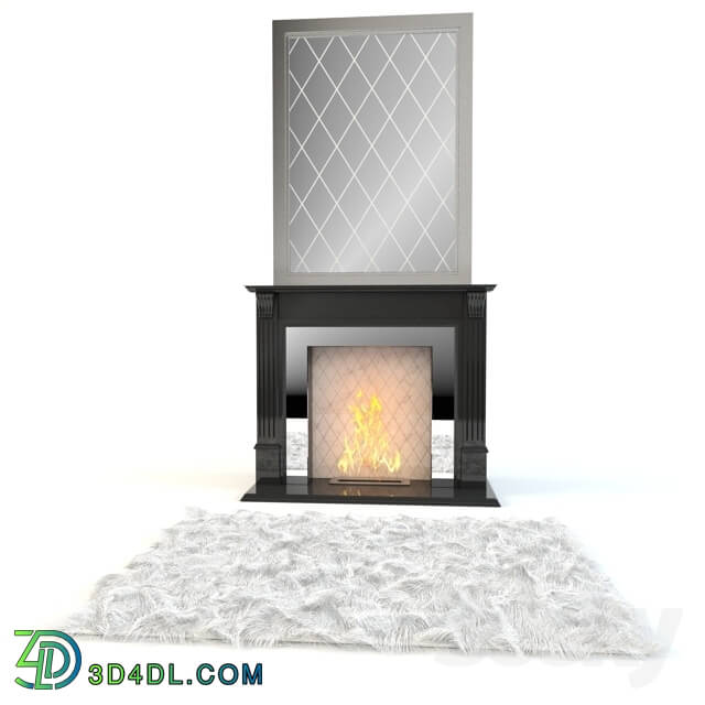 Fireplace - Fireplace with mirror _amp_ mat