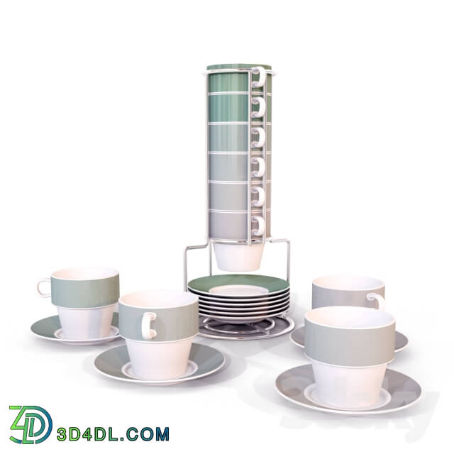 Tableware - Set of 6 cups with saucers Ombre