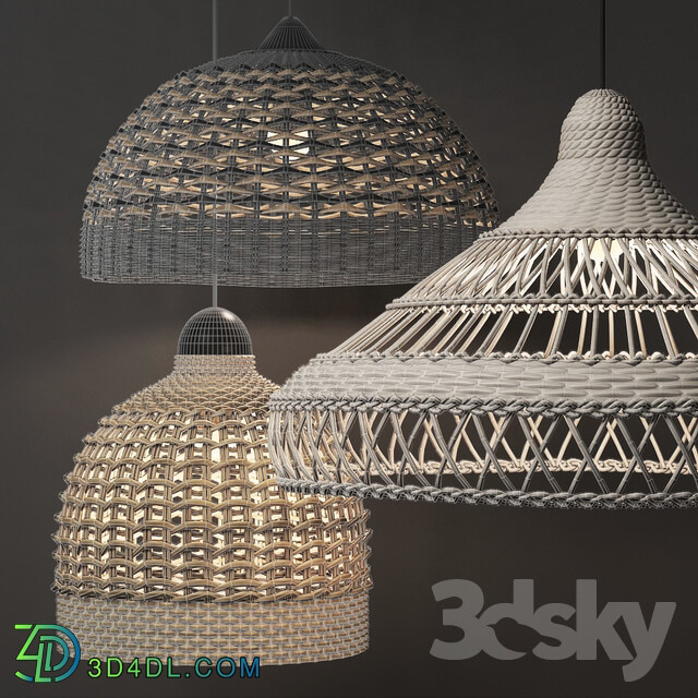 Ceiling light - Wicker lampshades