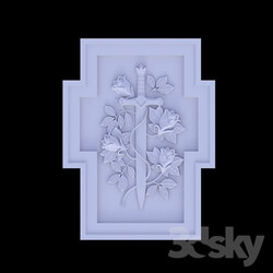 Decorative plaster - Decorative panel _Sword and Roses_ 