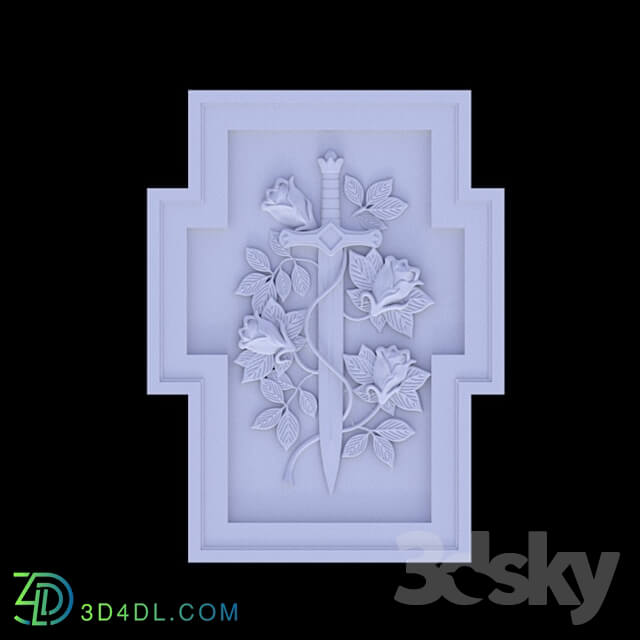 Decorative plaster - Decorative panel _Sword and Roses_