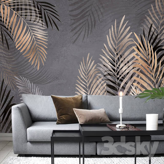 Wall covering - Creativille _ Wallpapers _ Big leaves at dark 4212
