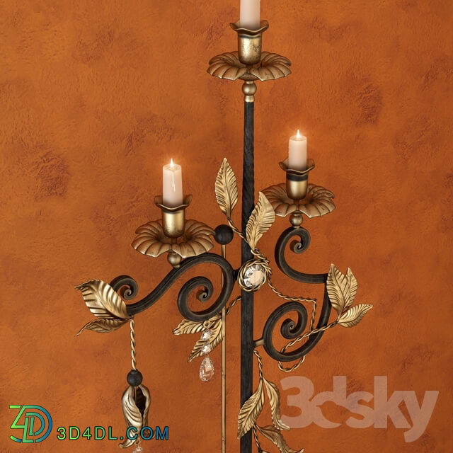 Wrought iron console with a floor lamp