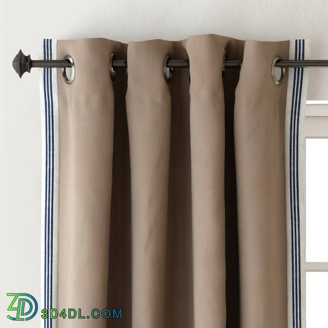 Curtain - RH _ TICKING STRIPE BORDER DRAPERY PANEL