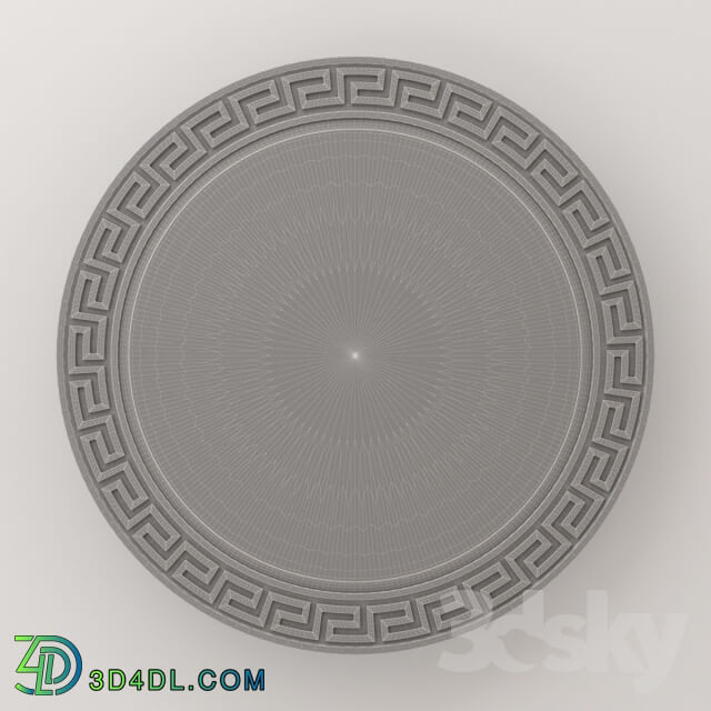 Mirror - Greek Key Asian Style Round Carved