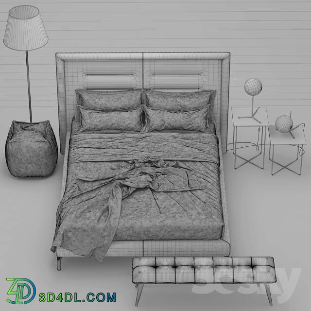 Bed - Bed Novaluna QUEEN Fabric bed