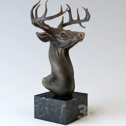 Sculpture - Bronze sculpture _quot_Head of a deer._quot_ 