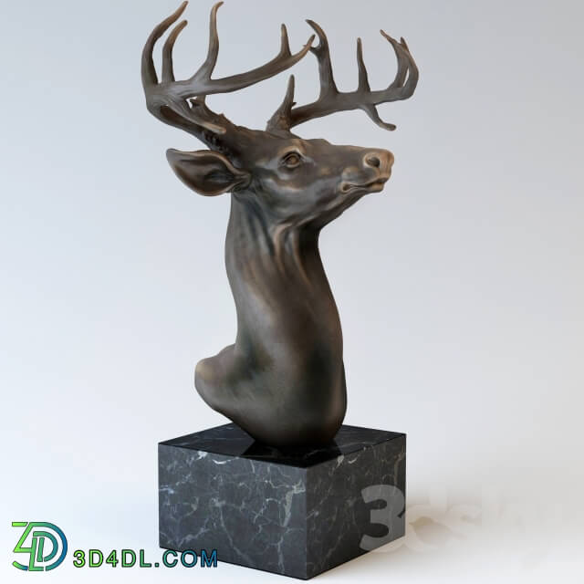 Sculpture - Bronze sculpture _quot_Head of a deer._quot_