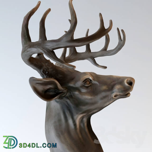 Sculpture - Bronze sculpture _quot_Head of a deer._quot_