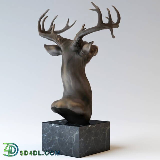 Sculpture - Bronze sculpture _quot_Head of a deer._quot_