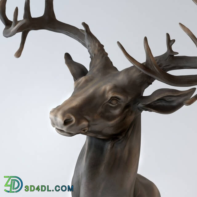 Sculpture - Bronze sculpture _quot_Head of a deer._quot_