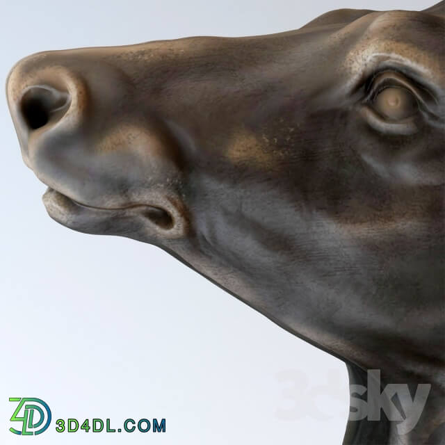 Sculpture - Bronze sculpture _quot_Head of a deer._quot_